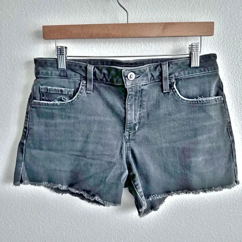 JOE'S JEANS | Black Denim Raw Hem Jean Shorts Short Cutoff | Size 29 - Picture 1 of 8